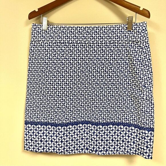 Talbots blue/white floral print cotton/ spandex skirt 10 - Picture 1 of 5